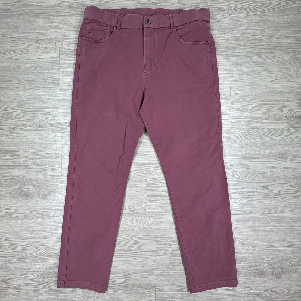 Greyson Mens Pants 5 Pocket Chino Trousers Burgundy 38x32 Slim Straight Stretch
